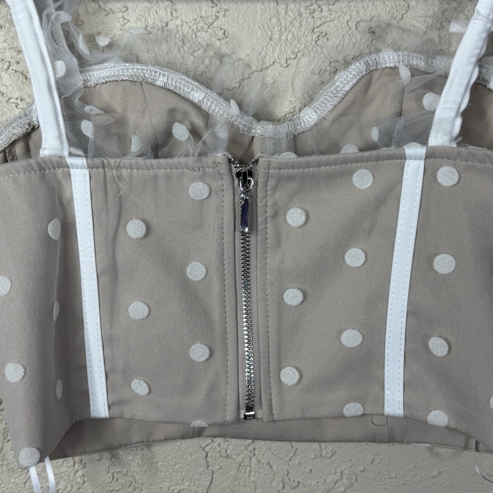 Hello Molly Corset Top Sheer Polka Dot XS Dainty Feminine Cottagecore Coquette - Picture 3 of 10